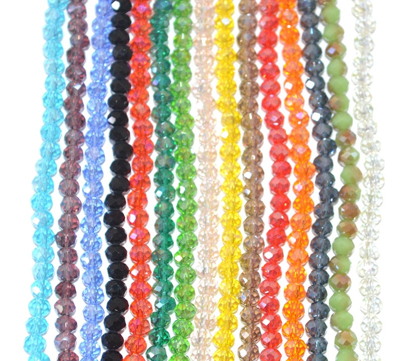 Catoterm Catotrem Faceted Glass Crystal Beads Strands Briolette Rondelle Crystal Beads Spacer for Jewelry Making 15 Colors 2100pcs 4MM - Image 3